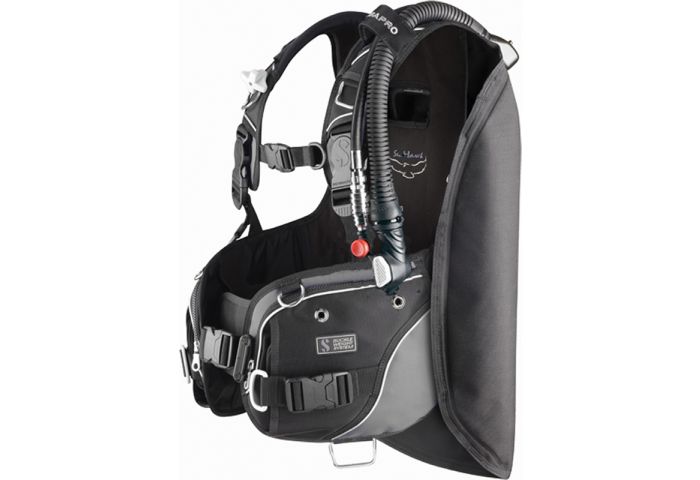 This is a BCD, with buoyancy controlled by the red and white button, tank straps to the back